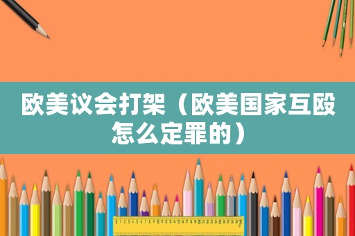 歐美議會(huì)打架（歐美國(guó)家互毆怎么定罪的）