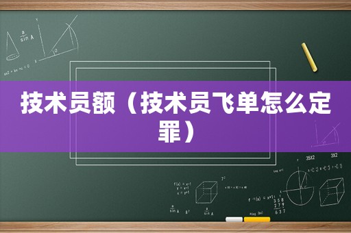 技術(shù)員額（技術(shù)員飛單怎么定罪）