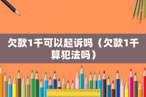 欠款1千可以起訴嗎（欠款1千算犯法嗎）
