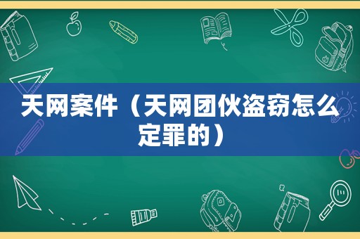 天網(wǎng)案件（天網(wǎng)團(tuán)伙盜竊怎么定罪的）