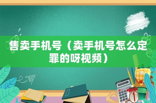 售賣手機(jī)號(hào)（賣手機(jī)號(hào)怎么定罪的呀視頻）