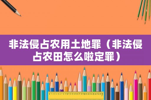 非法侵占農(nóng)用土地罪（非法侵占農(nóng)田怎么啦定罪）