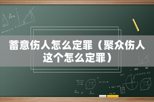 蓄意傷人怎么定罪（聚眾傷人這個怎么定罪）