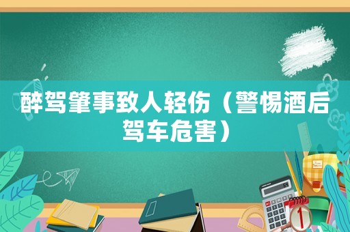 醉駕肇事致人輕傷（警惕酒后駕車危害）