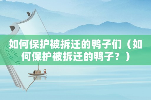 如何保護(hù)被拆遷的鴨子們（如何保護(hù)被拆遷的鴨子？）