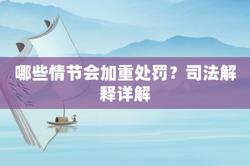 哪些情節(jié)會加重處罰？司法解釋詳解