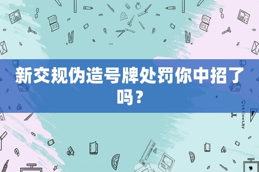 新交規(guī)偽造號(hào)牌處罰你中招了嗎？