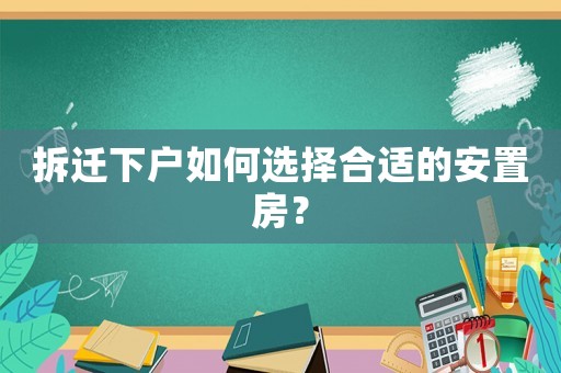 拆遷下戶如何選擇合適的安置房？