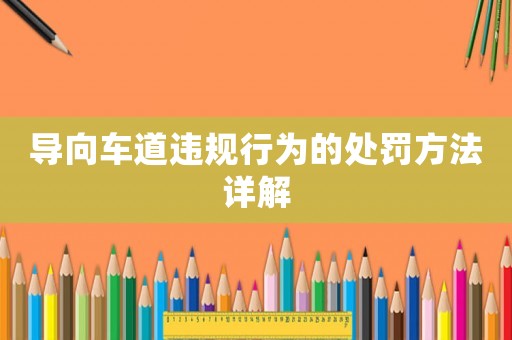 導(dǎo)向車道違規(guī)行為的處罰方法詳解