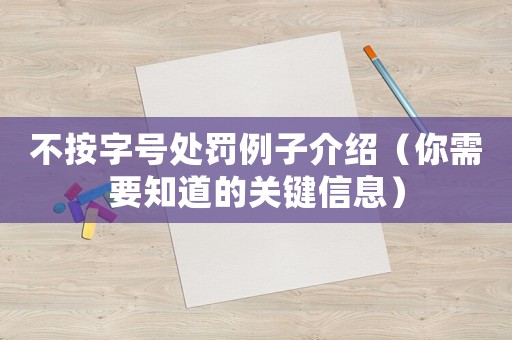 不按字號處罰例子介紹（你需要知道的關(guān)鍵信息）