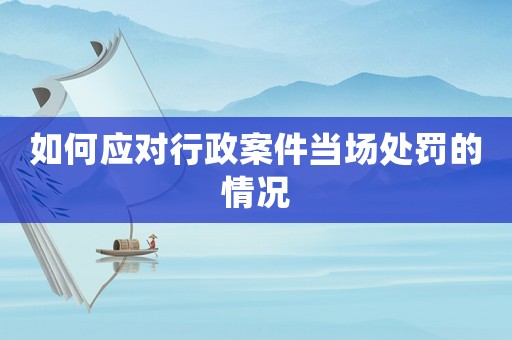 如何應(yīng)對行政案件當場處罰的情況