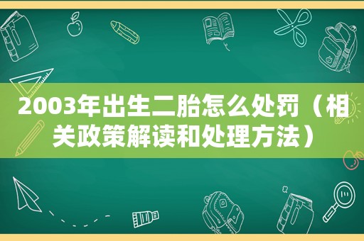2003年出生二胎怎么處罰（相關(guān)政策解讀和處理方法）