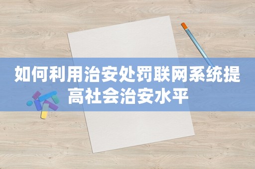 如何利用治安處罰聯(lián)網(wǎng)系統(tǒng)提高社會(huì)治安水平