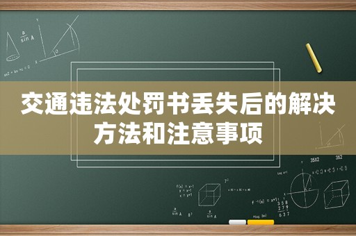 交通違法處罰書丟失后的解決方法和注意事項