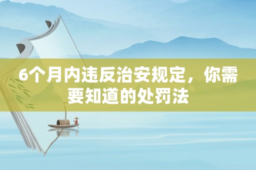 6個月內(nèi)違反治安規(guī)定，你需要知道的處罰法