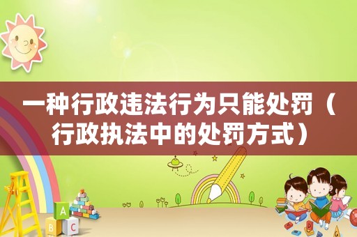 一種行政違法行為只能處罰（行政執(zhí)法中的處罰方式）