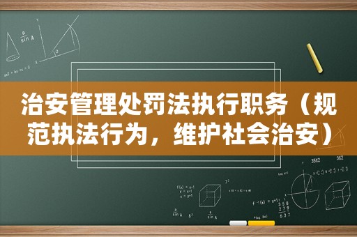 治安管理處罰法執(zhí)行職務(wù)（規(guī)范執(zhí)法行為，維護(hù)社會(huì)治安）