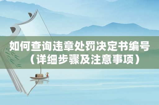 如何查詢違章處罰決定書編號（詳細步驟及注意事項）