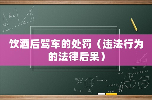 飲酒后駕車的處罰（違法行為的法律后果）