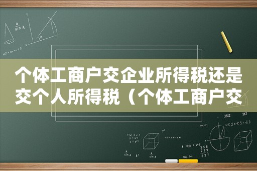 個(gè)體工商戶交企業(yè)所得稅還是交個(gè)人所得稅（個(gè)體工商戶交所得稅還是個(gè)稅）