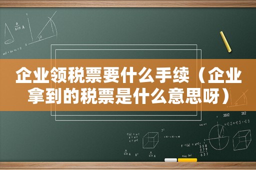 企業(yè)領(lǐng)稅票要什么手續(xù)（企業(yè)拿到的稅票是什么意思呀）
