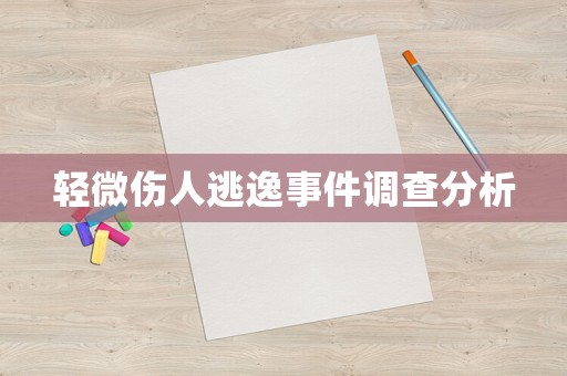 輕微傷人逃逸事件調(diào)查分析
