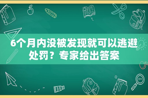 6個(gè)月內(nèi)沒被發(fā)現(xiàn)就可以逃避處罰？專家給出答案