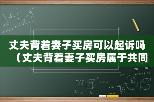 丈夫背著妻子買房可以起訴嗎（丈夫背著妻子買房屬于共同財(cái)產(chǎn)嗎）