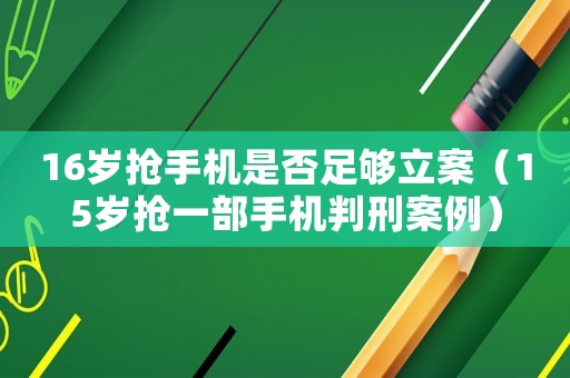 16歲搶手機(jī)是否足夠立案（15歲搶一部手機(jī)判刑案例）