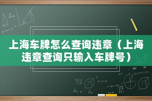 上海車(chē)牌怎么查詢違章（上海違章查詢只輸入車(chē)牌號(hào)）