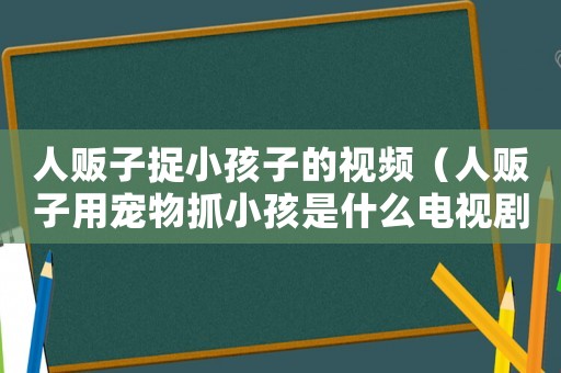 人販子捉小孩子的視頻（人販子用寵物抓小孩是什么電視劇）