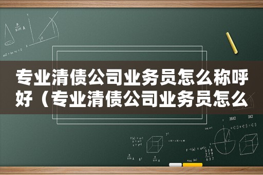 專業(yè)清債公司業(yè)務(wù)員怎么稱呼好（專業(yè)清債公司業(yè)務(wù)員怎么稱呼）
