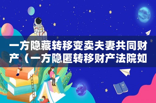 一方隱藏轉(zhuǎn)移變賣夫妻共同財產(chǎn)（一方隱匿轉(zhuǎn)移財產(chǎn)法院如何認(rèn)定）