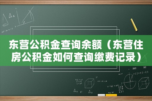 東營公積金查詢余額（東營住房公積金如何查詢繳費(fèi)記錄）