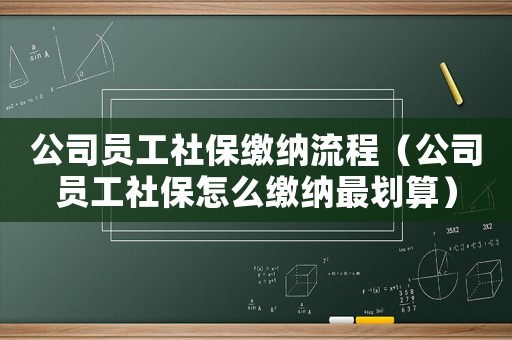 公司員工社保繳納流程（公司員工社保怎么繳納最劃算）