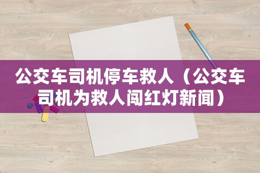 公交車司機(jī)停車救人（公交車司機(jī)為救人闖紅燈新聞）