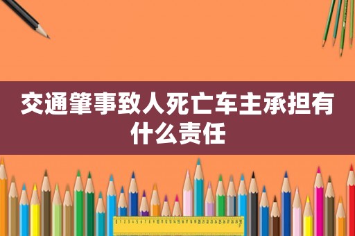 交通肇事致人死亡車主承擔有什么責任