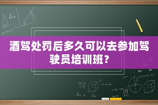 酒駕處罰后多久可以去參加駕駛員培訓班？