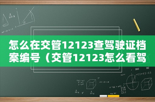 怎么在交管12123查駕駛證檔案編號（交管12123怎么看駕駛證檔案編號）