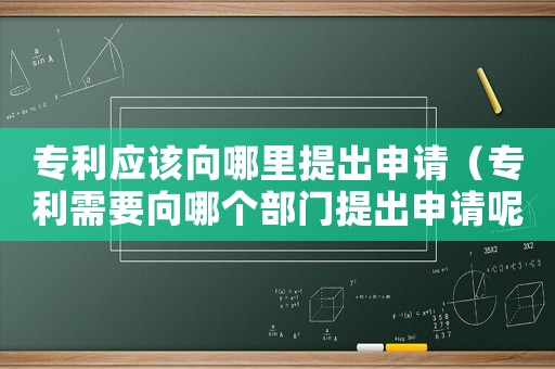 專利應(yīng)該向哪里提出申請（專利需要向哪個部門提出申請呢）