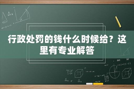 行政處罰的錢什么時候給？這里有專業(yè)解答