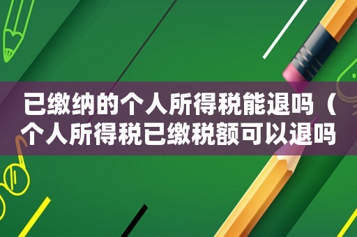 已繳納的個(gè)人所得稅能退嗎（個(gè)人所得稅已繳稅額可以退嗎）
