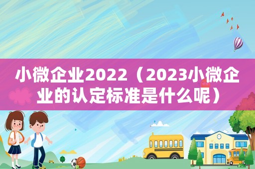 小微企業(yè)2022（2023小微企業(yè)的認定標準是什么呢）