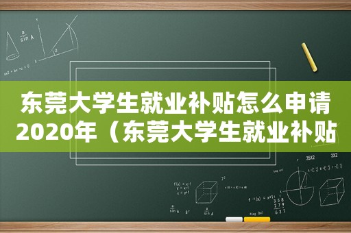 東莞大學(xué)生就業(yè)補貼怎么申請2020年（東莞大學(xué)生就業(yè)補貼怎么申請2020）