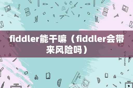 fiddler能干嘛（fiddler會帶來風(fēng)險嗎）