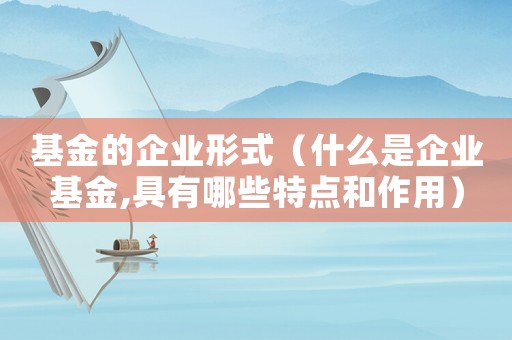 基金的企業(yè)形式（什么是企業(yè)基金,具有哪些特點和作用）