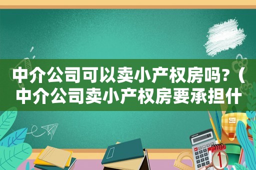 中介公司可以賣小產(chǎn)權(quán)房嗎?（中介公司賣小產(chǎn)權(quán)房要承擔(dān)什么責(zé)任）