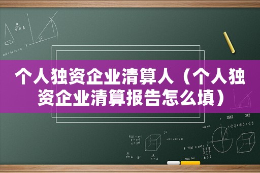 個(gè)人獨(dú)資企業(yè)清算人（個(gè)人獨(dú)資企業(yè)清算報(bào)告怎么填）