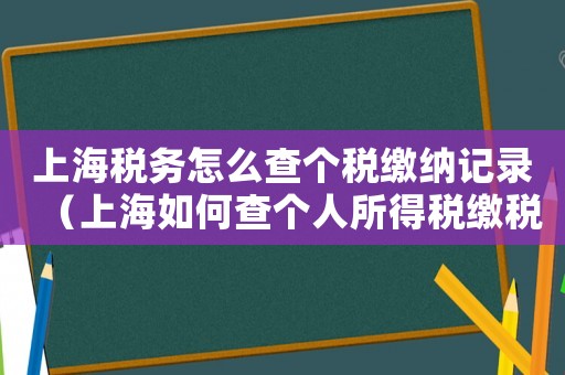 上海稅務(wù)怎么查個(gè)稅繳納記錄（上海如何查個(gè)人所得稅繳稅記錄）