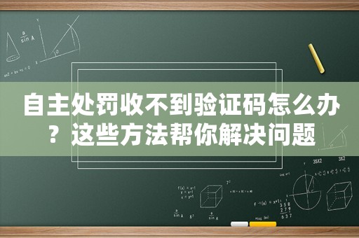自主處罰收不到驗(yàn)證碼怎么辦？這些方法幫你解決問(wèn)題